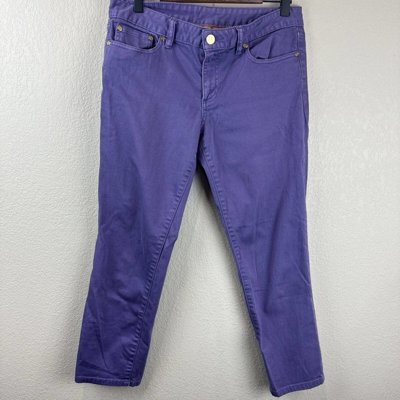 Tory‎ Burch Purple Jeans Women 29 Crop Alexa Cropped Preppy - Picture 1 of 15